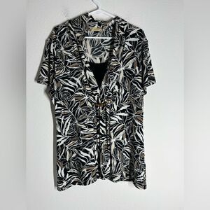 Choices  Bohemian Floral Printed T-shirt Blouse with crossover Size XL
